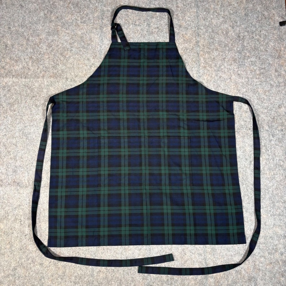 Andra Ko Textiles Apron Tartan PlaidGreen Blue Black Watch Latvia Hand‎ Made New